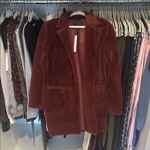 Sanctuary Brown/Rust/Maroon Teddy Jacket Cozy Faux Fur